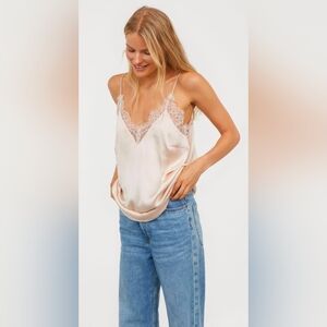 H&M Women's Cream Lace And Satin Camisole Top